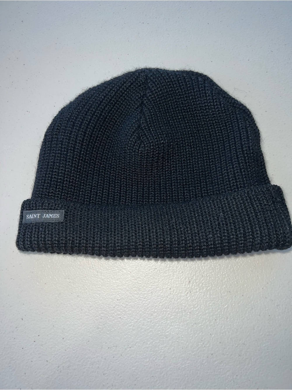 Saint James Canot Purl Knit Wool Beanie Black